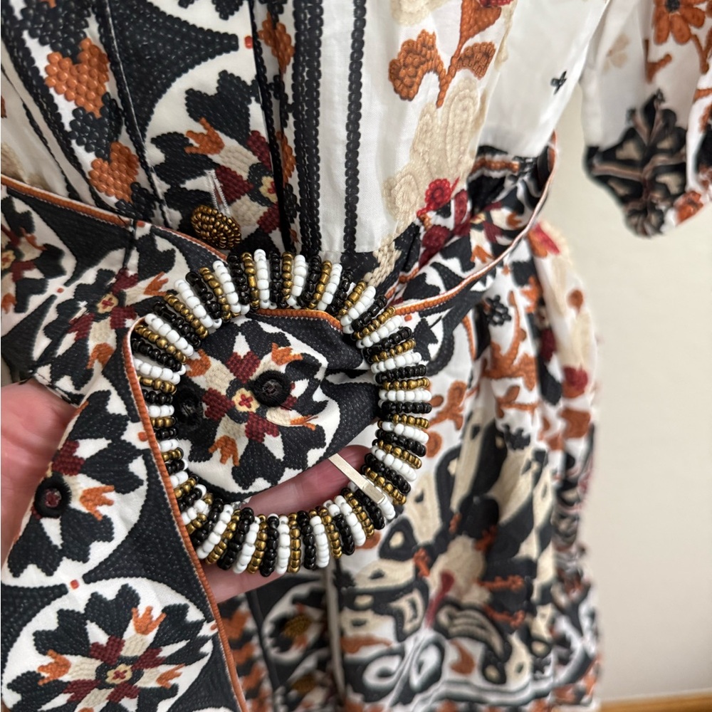 FARM Rio Flower Fan Tapestry Off-White Mini Dress - Picture 5 of 6